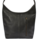 mittlere Umhängetasche Schultertasche Beuteltasche Damentasche Leder dunkelgrau LE0072