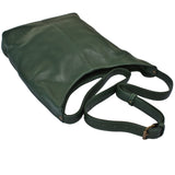 mittlere Umhängetasche Schultertasche Beuteltasche Damentasche Leder dunkelgrün-moos LE0072