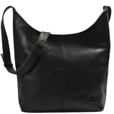 mittlere Umhängetasche Schultertasche Beuteltasche Damentasche Leder schwarz LE0072