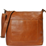 mittlere Umhängetasche Schultertasche Damentasche Ledertasche Leder cognac LE0080