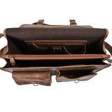 große Aktentasche Lehrertasche Businesstasche Leder vintage braun LE3030