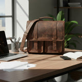 große Aktentasche Lehrertasche Businesstasche Leder vintage braun LE3030