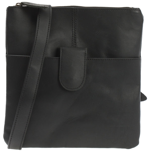 kleine Umhängetasche Damentasche Herrentasche Ledertasche schwarz LE3060
