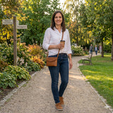 kleine Umhängetasche Ledertasche Damentasche Schultertasche Leder cognac LE3078