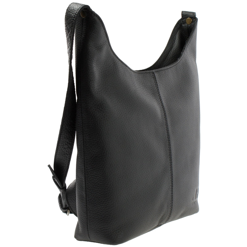 mittlere Umhängetasche Schultertasche Beuteltasche Damentasche Leder schwarz LE0072