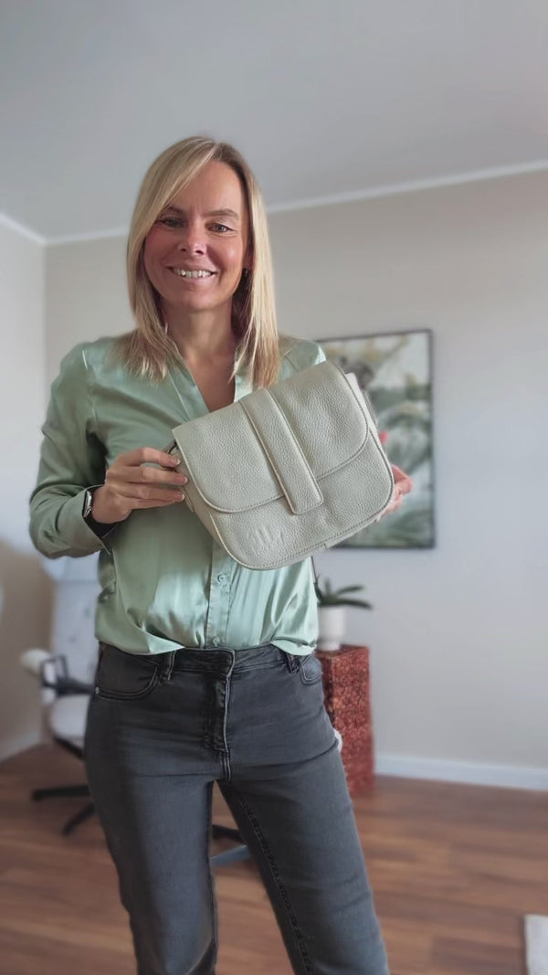 kleine Schultertasche Umhängetasche Damentasche Leder beige LE0074