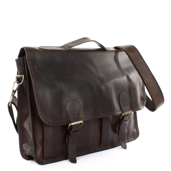Aktentasche Businesstasche Messenger Bag Vintage Leder dunkelbraun LE3009