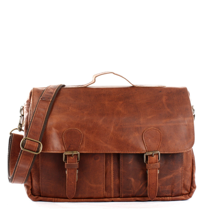 Messenger Bag Collegetasche DIN A4 Aktentasche Leder braun LE3029