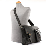 Messenger Bag Collegetasche DIN A4 Kuriertasche Leder schwarz LE3032