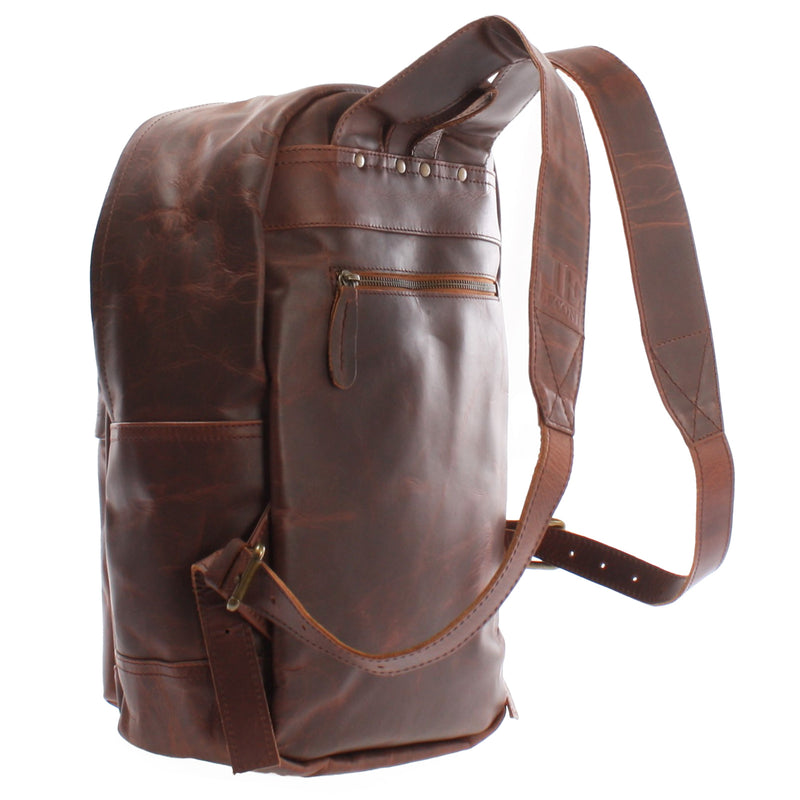 wanderrucksack leder Rucksack Lederrucksack Freizeitrucksack Damen Herren Leder braun LE100 – LECONI.DE