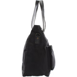 Shopper Beuteltasche Damentasche Canvas Leder schwarz LE0040