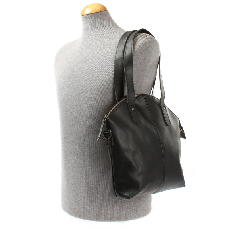 Shopper Schultertasche Damen Handtasche Ledertasche Henkeltasche Leder schwarz LE0060