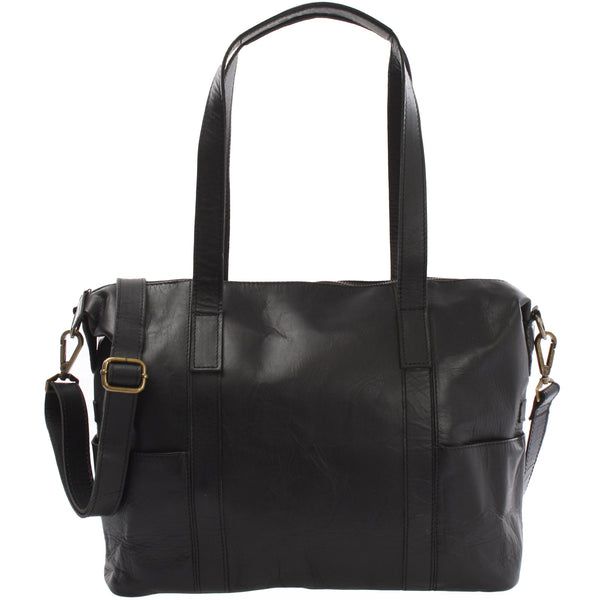 Damen Handtasche Handtasche Schwarz Shopper Leder Shopper