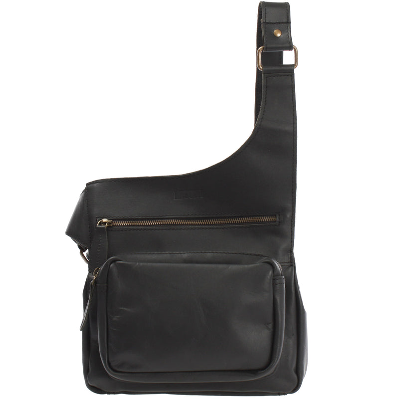 Umhängetasche Schultertasche Crossbag Damen Herren Leder schwarz