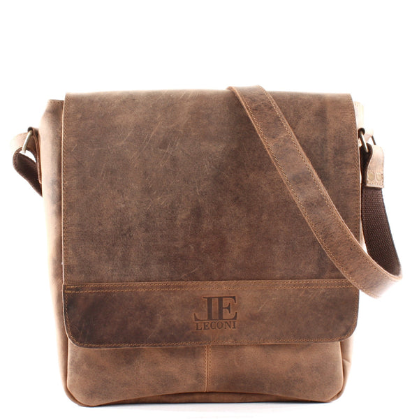 Umhängetasche Schultertasche Messenger Bag Kuriertasche Businesstasche Leder vintage braun LE3063