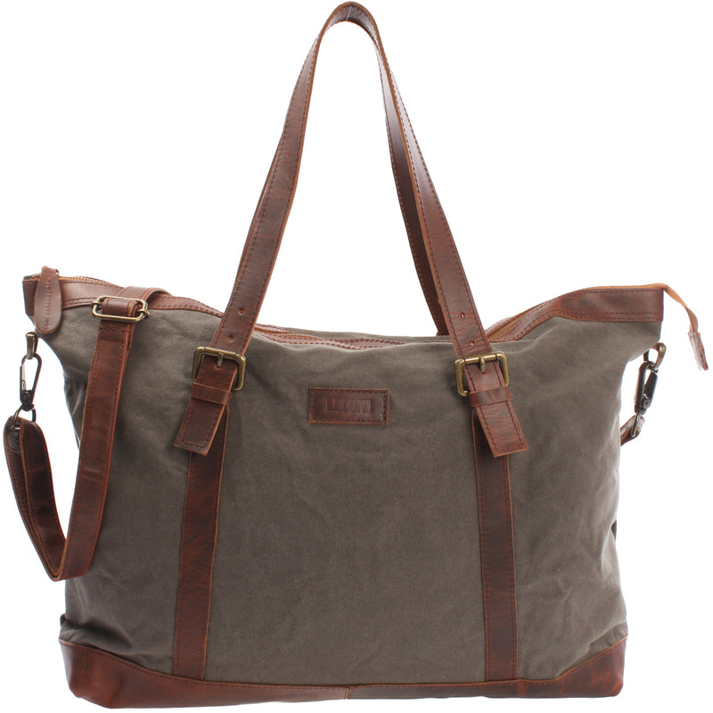 Weekender Reisetasche Shopper Damen Herren Leder Canvas grau