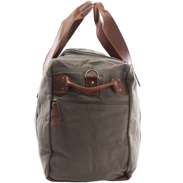 Weekender Sporttasche Reisetasche Damen Herren Leder Canvas grau LE2014