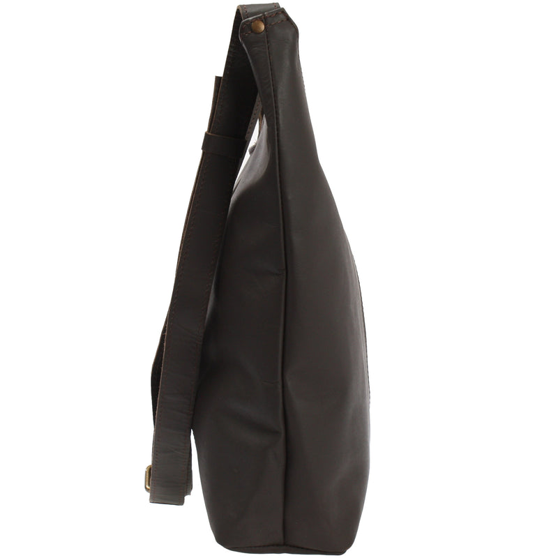 große Umhängetasche Schultertasche Beuteltasche Damentasche Leder dunkelbraun LE0055
