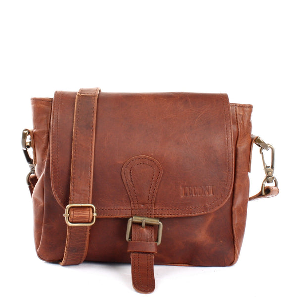 kleine Umhängetasche Schultertasche Ledertasche Leder braun LE3046