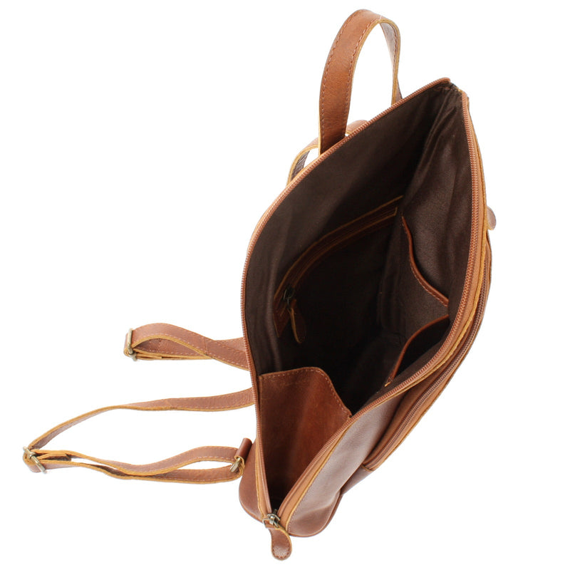 kleiner Rucksack Lederrucksack Freizeitrucksack Damen Leder braun